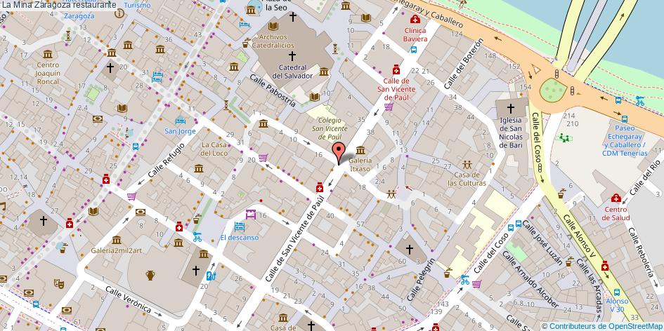 mapa La Mina restaurante Zaragoza