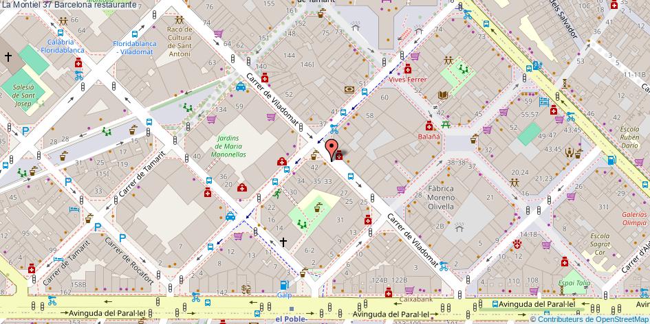 mapa La Montiel 37 restaurante Barcelona