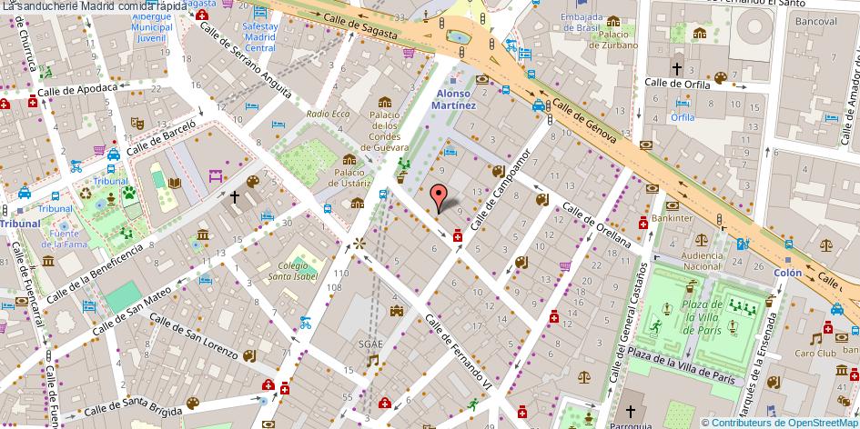 mapa La sanducherie comida rápida Madrid