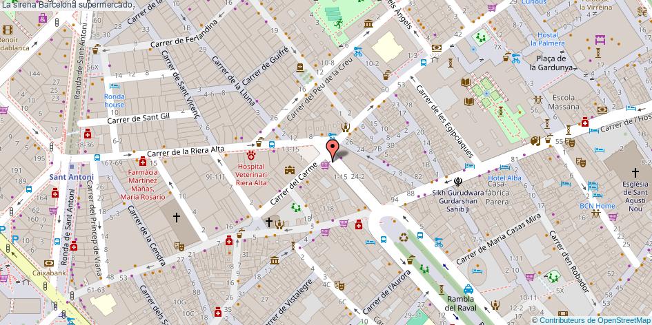 mapa La sirena supermercado Barcelona