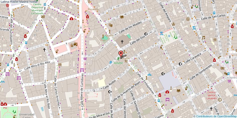mapa Latina Hostel hostal Madrid