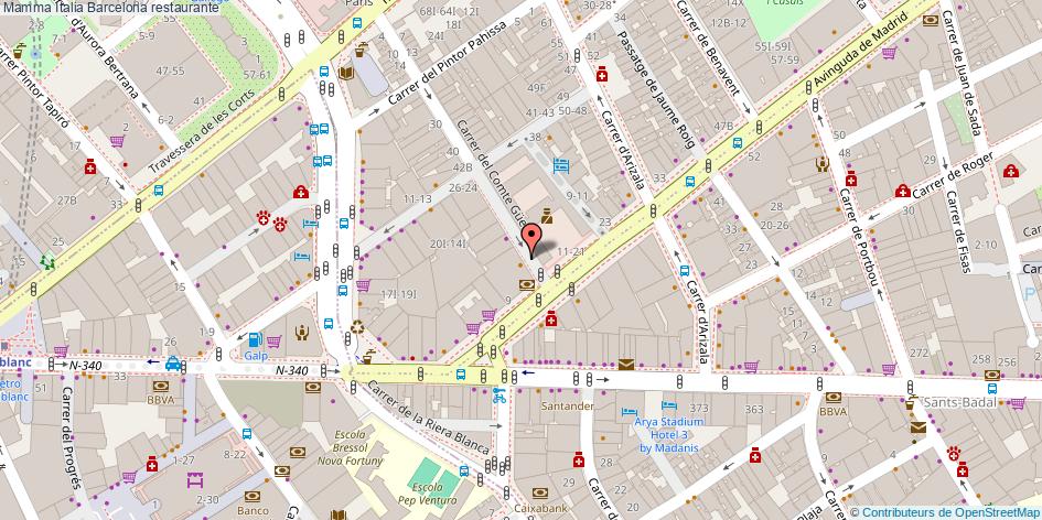 mapa Mamma Italia restaurante Barcelona