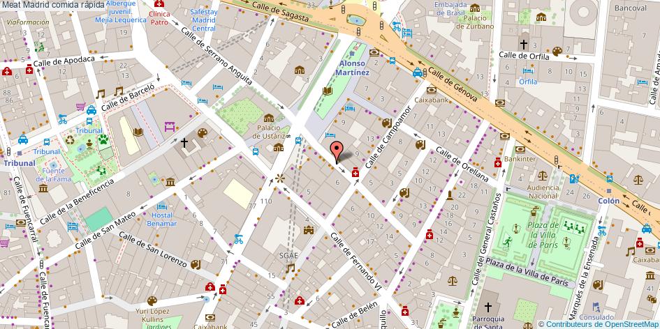 mapa Meat comida rápida Madrid