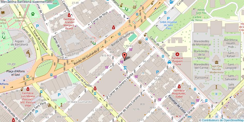 mapa Mercadona supermercado Barcelona