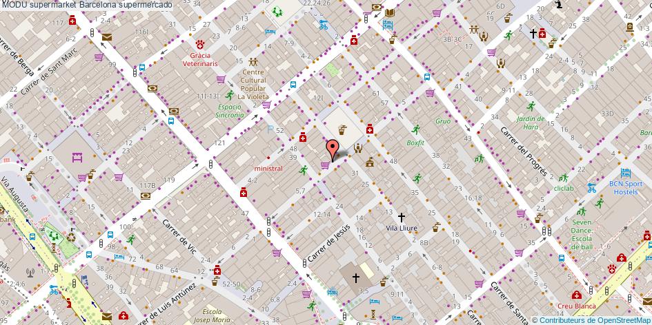 mapa MODU supermarket supermercado Barcelona