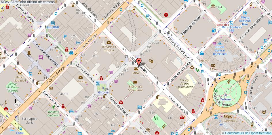mapa MRW oficina de correos Barcelona