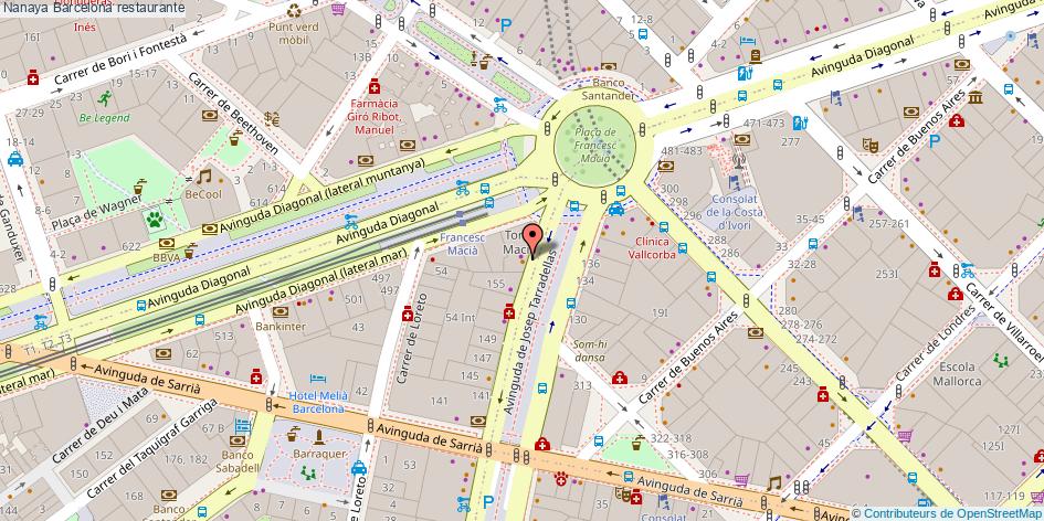 mapa Nanaya restaurante Barcelona