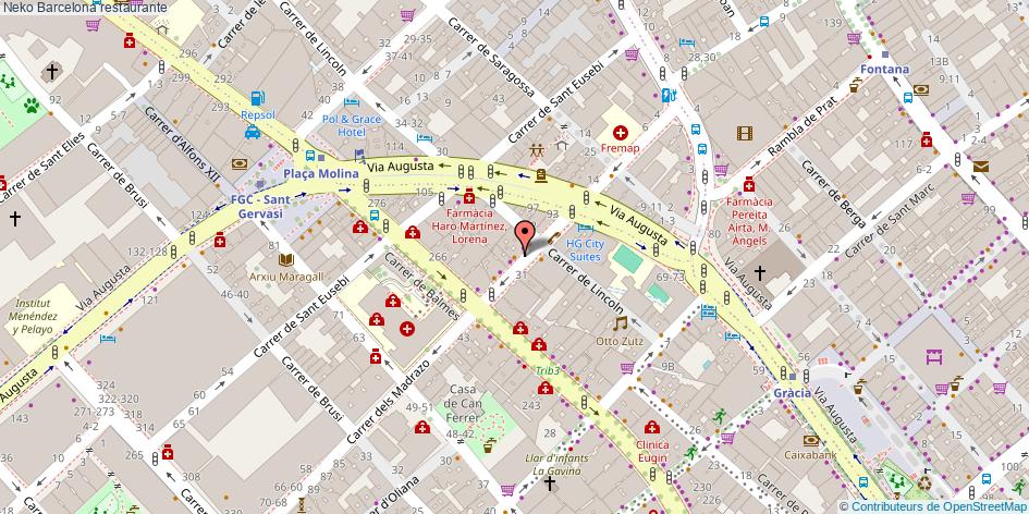 mapa Neko restaurante Barcelona