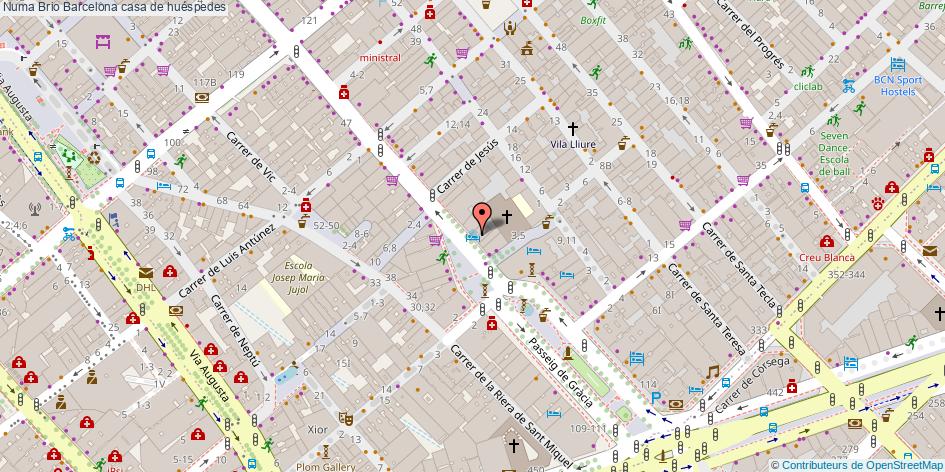 mapa Numa Brio casa de huéspedes Barcelona
