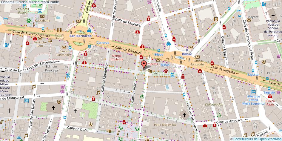 mapa Ochenta Grados restaurante Madrid