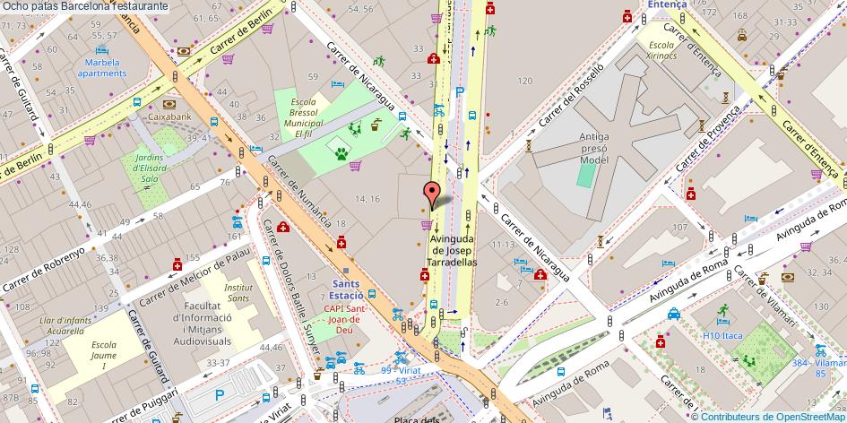 mapa Ocho patas restaurante Barcelona
