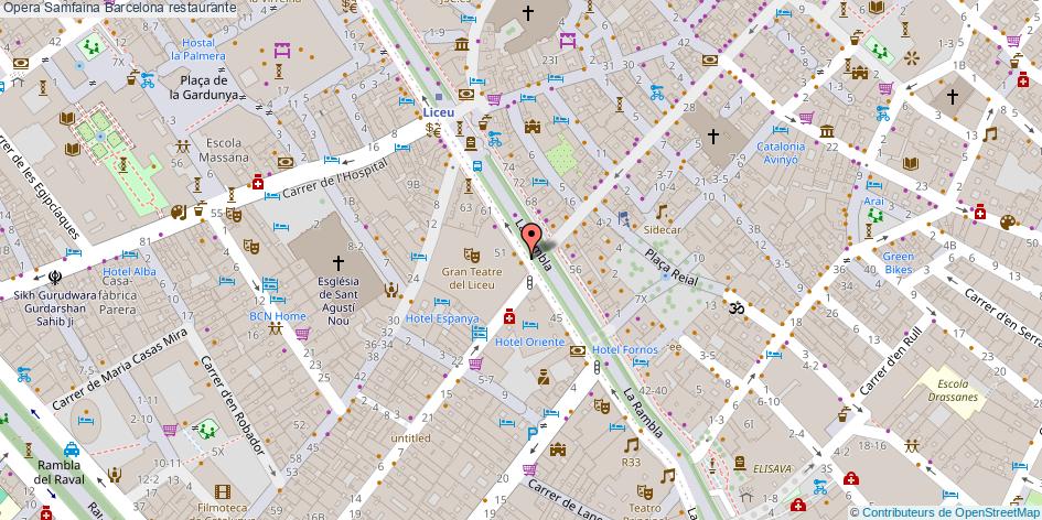 mapa Opera Samfaina restaurante Barcelona