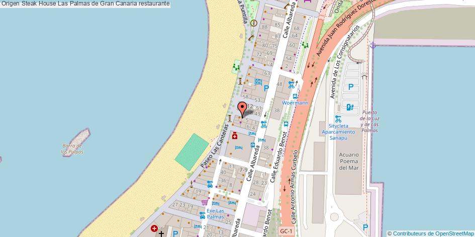 mapa Origen Steak House restaurante Las Palmas de Gran Canaria