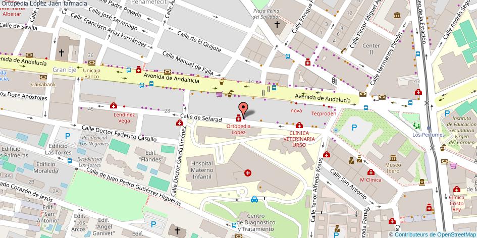 mapa Ortopedia López farmacia Jaén