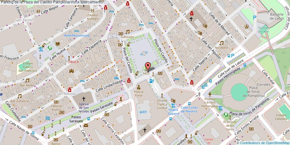 mapa Parking de la Plaza del Castillo aparcamiento Pamplona/Iruña