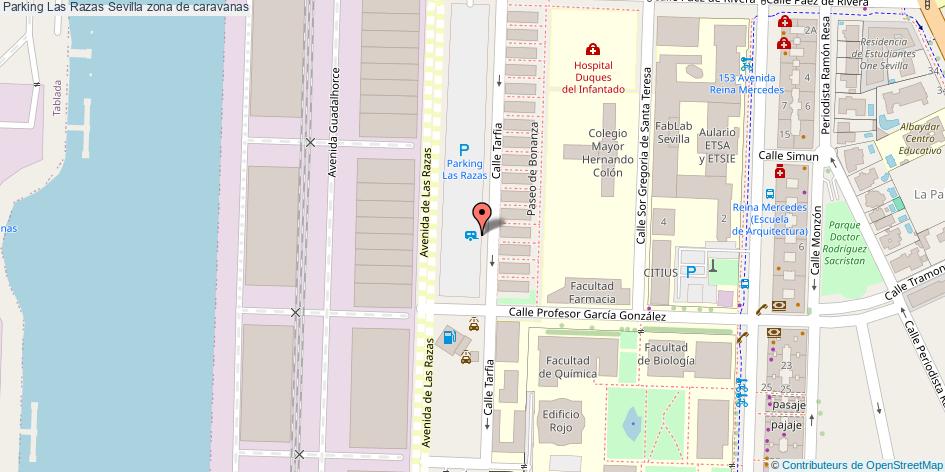 mapa Parking Las Razas zona de caravanas Sevilla
