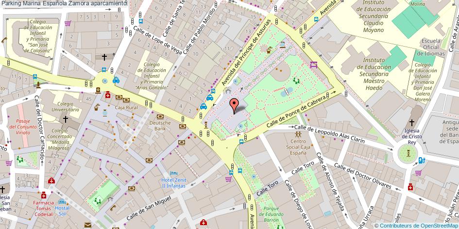 mapa Parking Marina Española aparcamiento Zamora