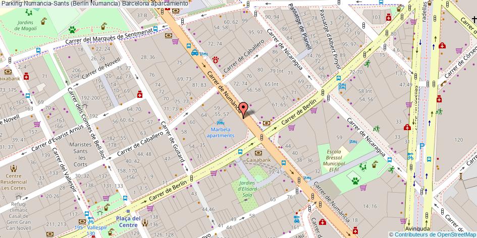 mapa Parking Numancia-Sants (Berlín Numancia) aparcamiento Barcelona