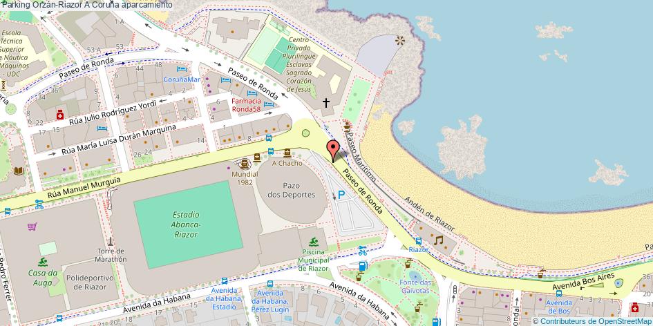 mapa Parking Orzán-Riazor aparcamiento A Coruña