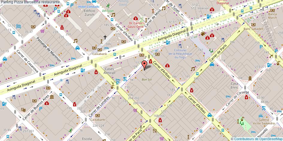 mapa Parking Pizza restaurante Barcelona