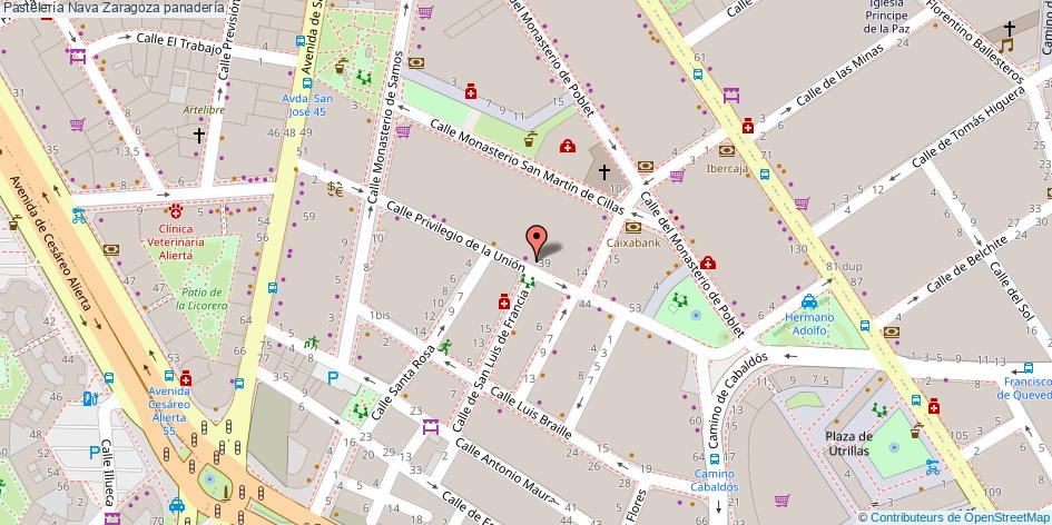 mapa Pastelería Nava panadería Zaragoza