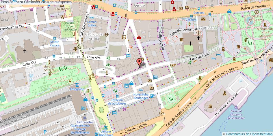 mapa Pensión Plaza casa de huéspedes Santander
