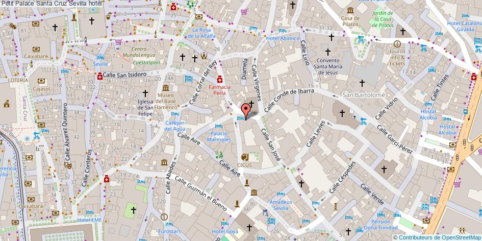 mapa Petit Palace Santa Cruz hotel Sevilla
