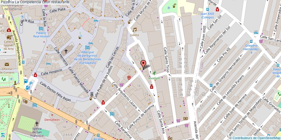 mapa Pizzería La Competencia restaurante León