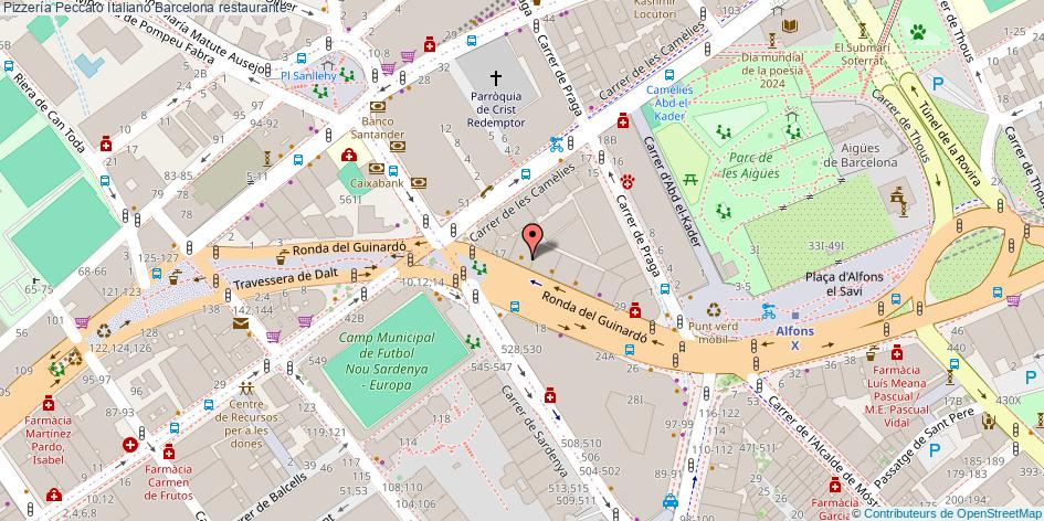 mapa Pizzería Peccato Italiano restaurante Barcelona