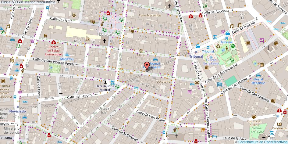 mapa Pizzie & Dixie restaurante Madrid