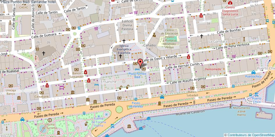 mapa Plaza Pombo B&B hotel Santander