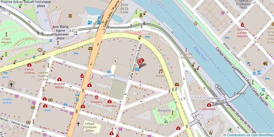 mapa Poshtel Bilbao hostal Bilbao