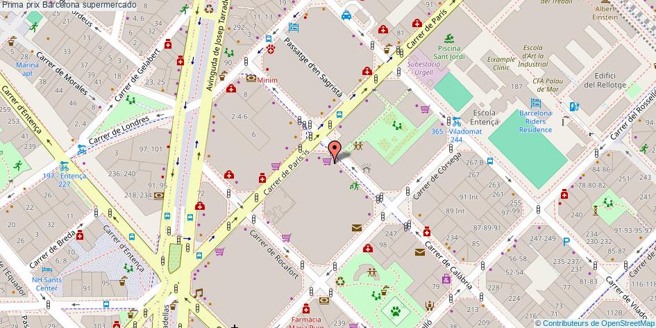 mapa Prima prix supermercado Barcelona
