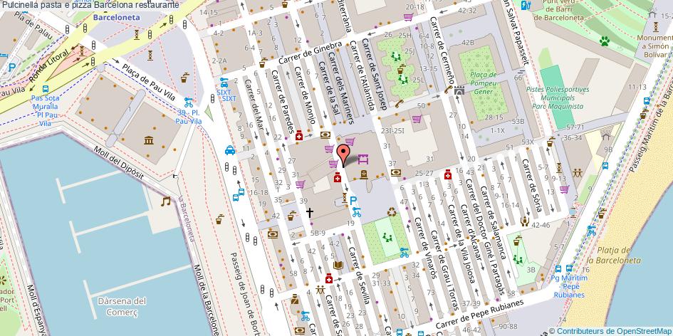 mapa Pulcinella pasta e pizza restaurante Barcelona