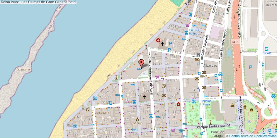 mapa Reina Isabel hotel Las Palmas de Gran Canaria