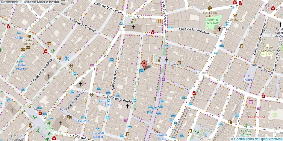 mapa Residencia C. Miralva hostal Madrid