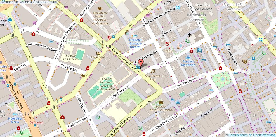 mapa Residencia Venecia hostal Granada