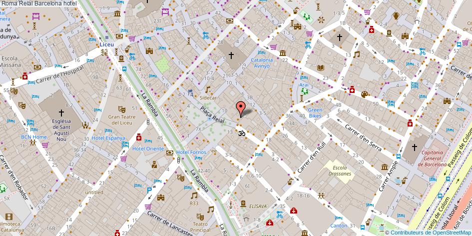 mapa Roma Reial hotel Barcelona