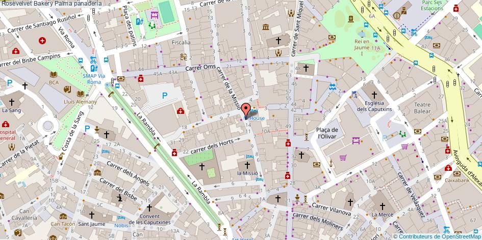 mapa Rosevelvet Bakery panadería Palma