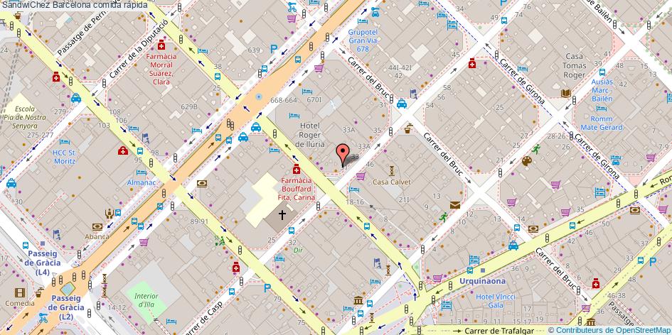 mapa SandwiChez comida rápida Barcelona