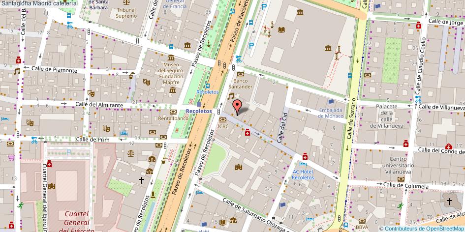 mapa Santagloria cafetería Madrid