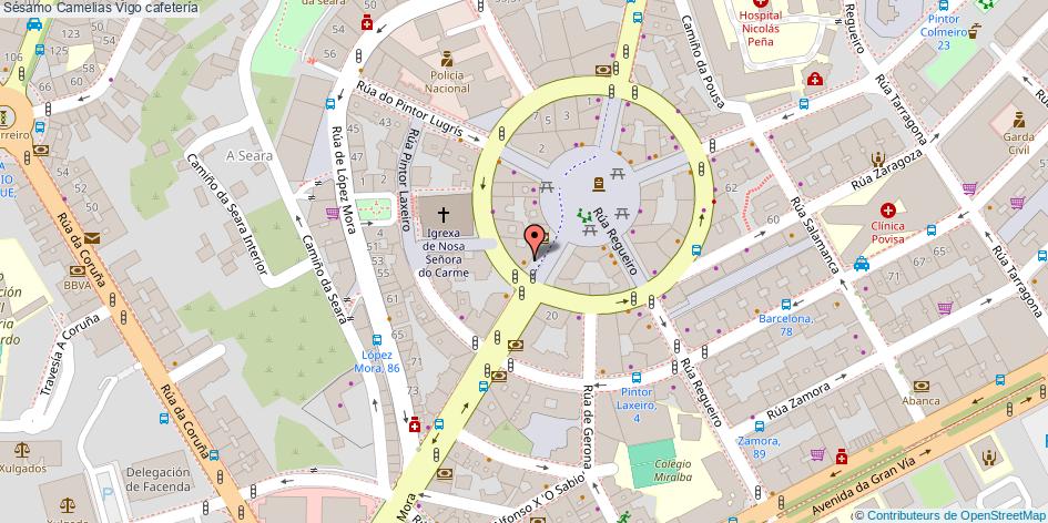 mapa Sésamo Camelias cafetería Vigo