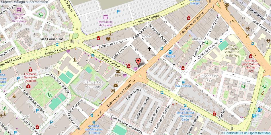 mapa Supeco supermercado Málaga