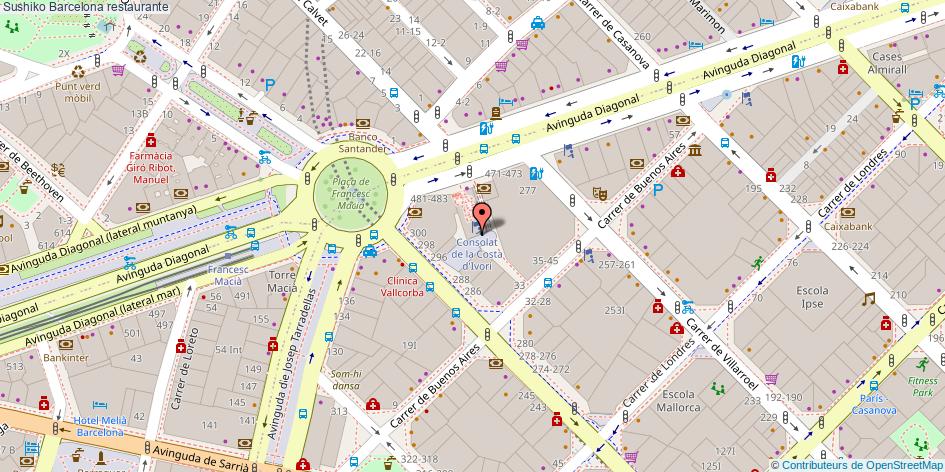 mapa Sushiko restaurante Barcelona