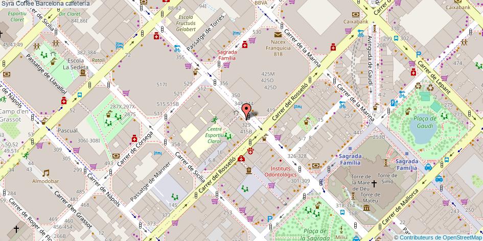 mapa Syra Coffee cafetería Barcelona