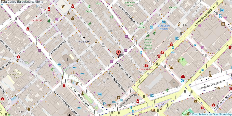 mapa Syra Coffee cafetería Barcelona