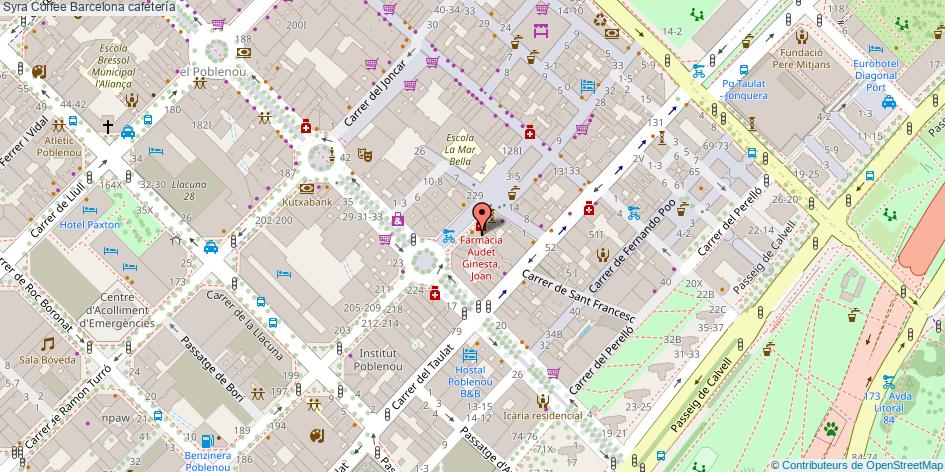 mapa Syra Coffee cafetería Barcelona