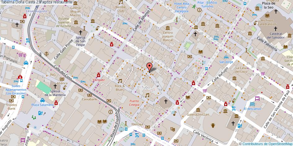 mapa Taberna Doña Casta restaurante Zaragoza