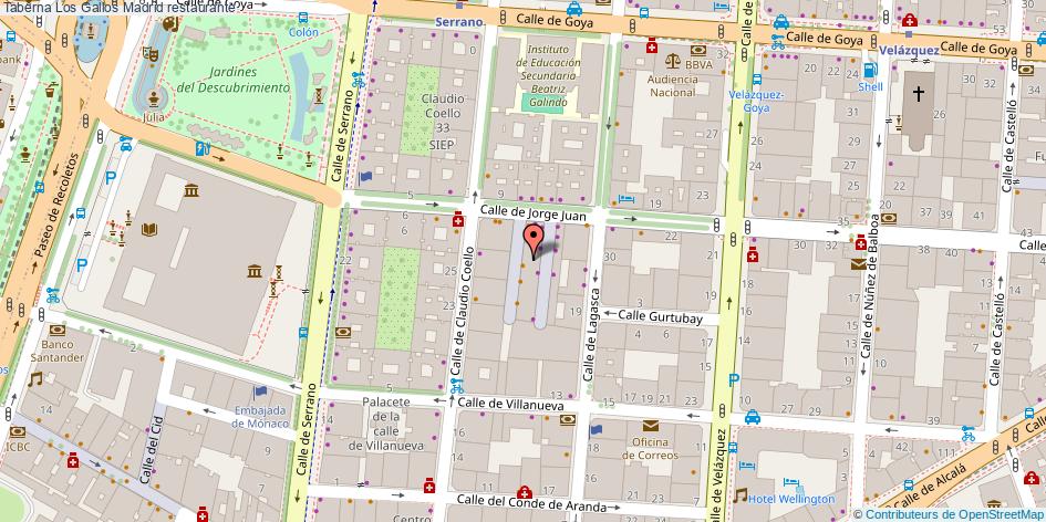 mapa Taberna Los Gallos restaurante Madrid