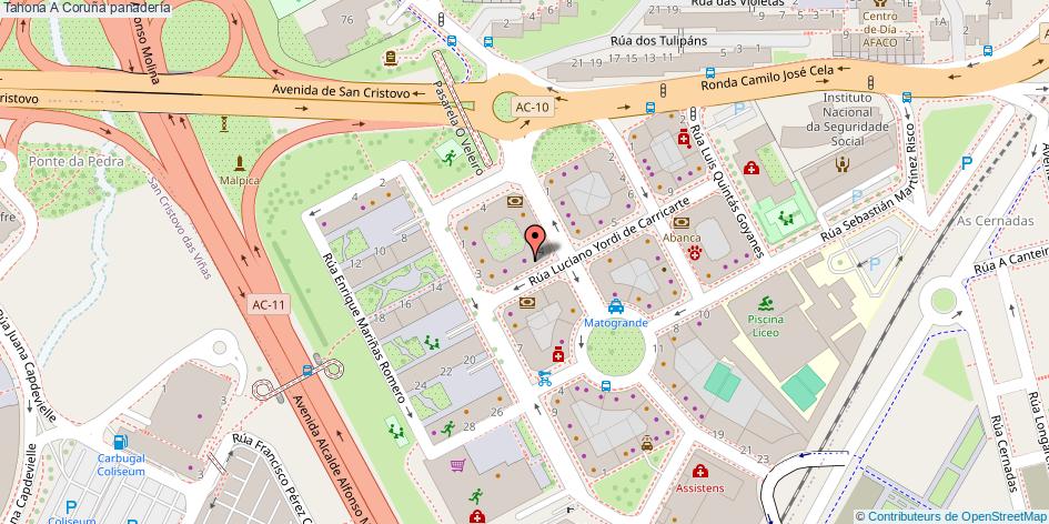 mapa Tahona panadería A Coruña